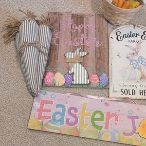 Easter Decor Set with Bunny and Egg Signs